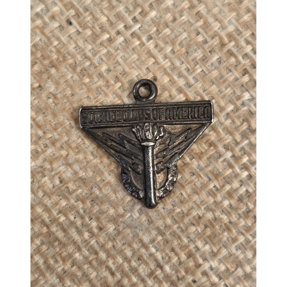 Vintage Sterling Silver‎ Science Club Of America Charm - Art Deco Style